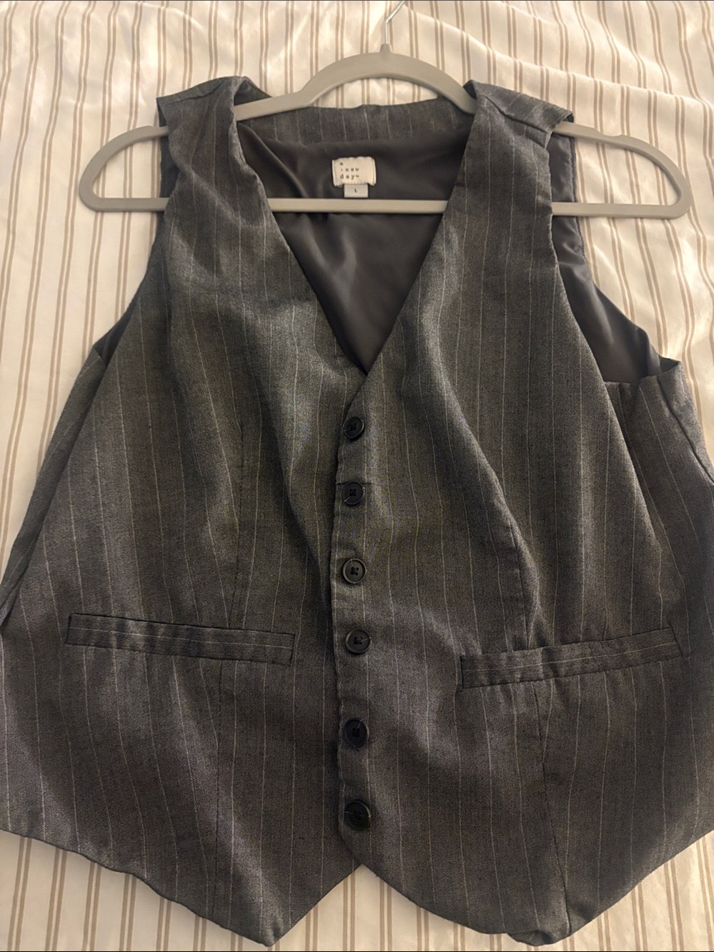 a new day Women's Gray Pinstripe Vest